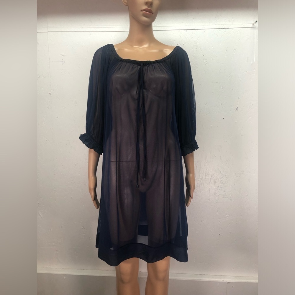 Shan blue sheer tunic dress